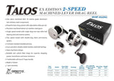 Omoto Talos TS12II Two Speed Level Drag Reel